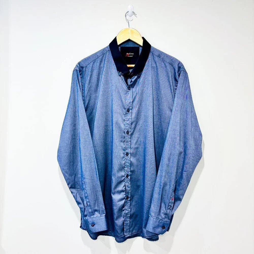 ANTHONY OF LONDON Blue dress shirt |‎ Contrast collar *